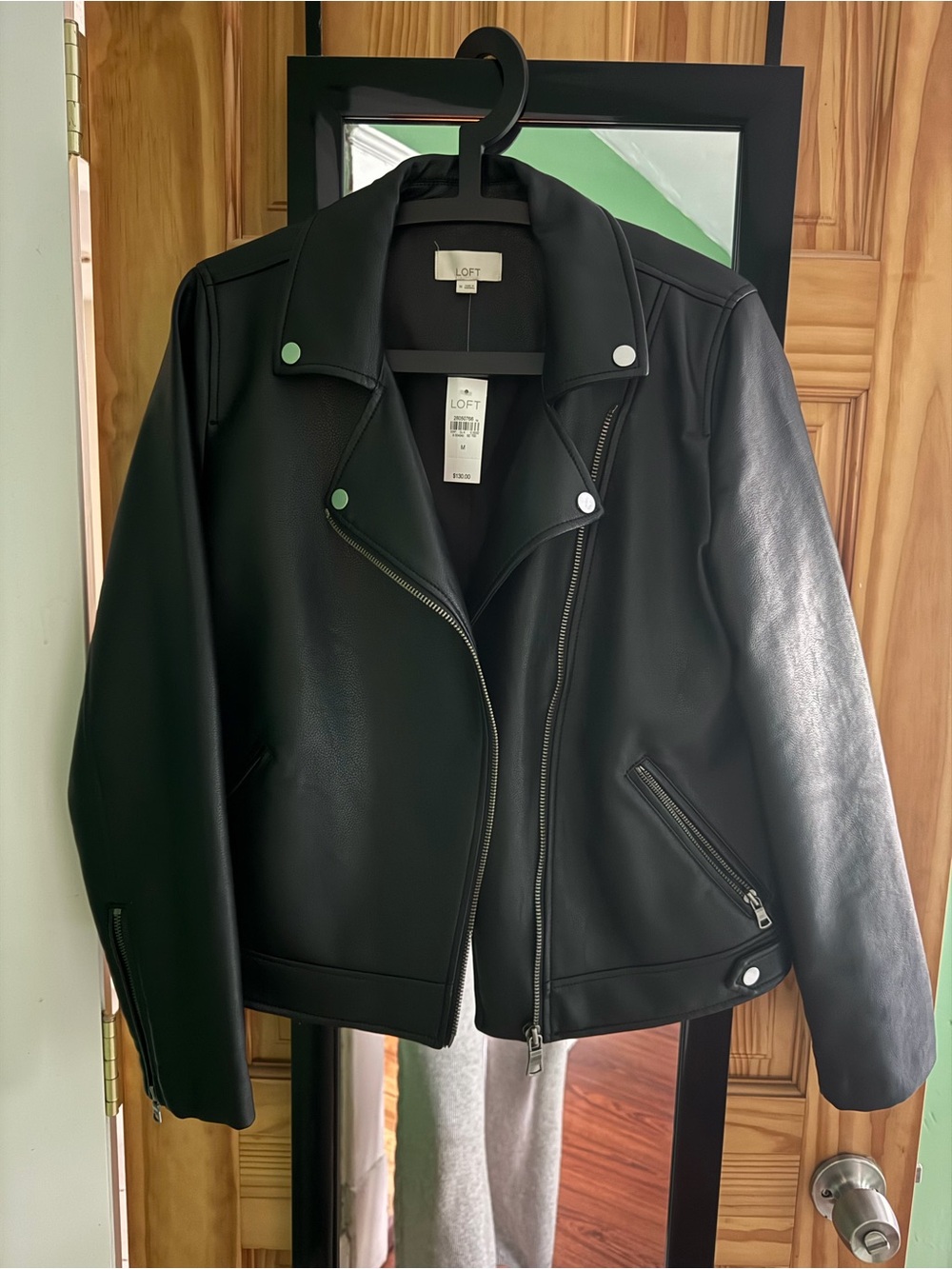 LOFT Black Faux Leather Jacket - Sleek Back Panel Design